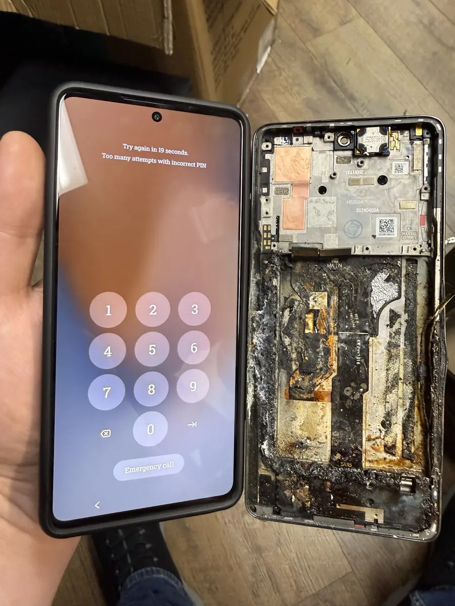 Moto G Stylus 2024 from a house fire